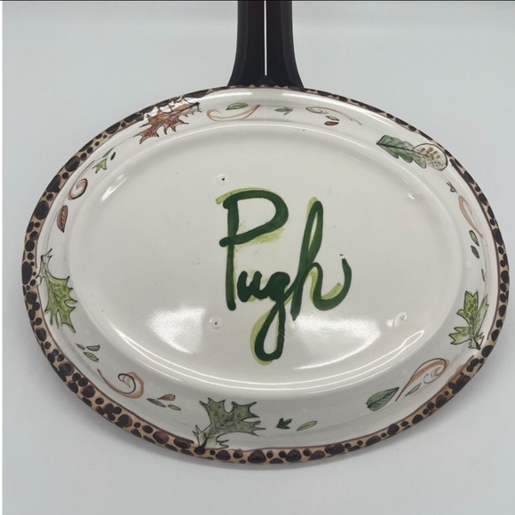 Packer Creek Pottery Jan Pugh Leaf Swirls Polka Dot Oval Plate Platter Whimsical - Picture 2 of 7